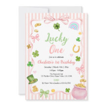 Invitación de cumpleaños número uno Lucky One Girl