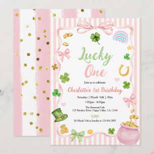 Invitación de cumpleaños número uno Lucky One Girl