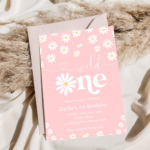 Invitación de cumpleaños número uno niña Wild One