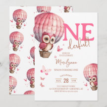 Invitación de cumpleaños número uno Onederful rosa