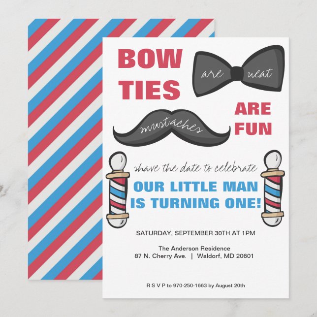 Invitación de cumpleaños número uno para Barber Sh (Anverso / Reverso)