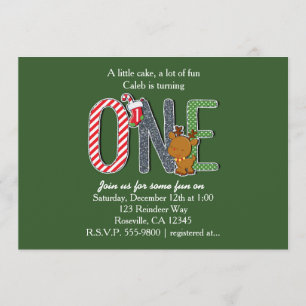Invitación de cumpleaños número UNO para Navidad
