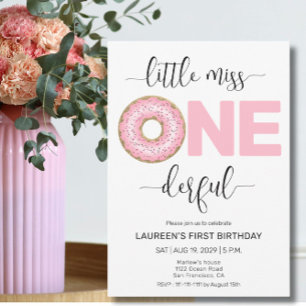 Invitación de cumpleaños número uno para niña dulc