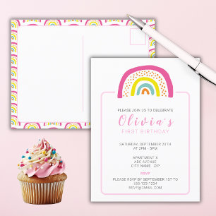 Invitación de cumpleaños número uno para niñas arc