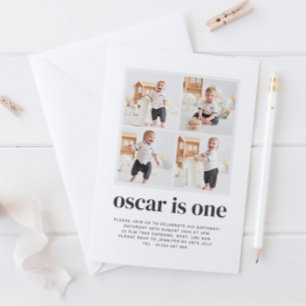 Invitación de cumpleaños número uno para niño con 