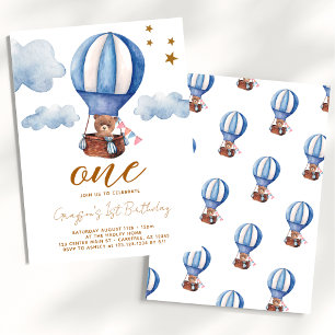 Invitación de cumpleaños número uno para niño de o
