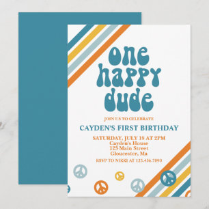 Invitación de cumpleaños número uno para niño retr