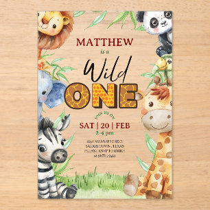 Invitación de cumpleaños número uno para Safari de