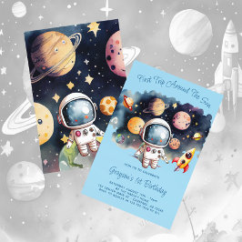 Invitación de cumpleaños número uno planetas del e