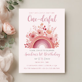 Invitación de cumpleaños número uno Rainbow Oneder