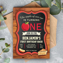 Invitación de cumpleaños número uno Rustic Barn Wo