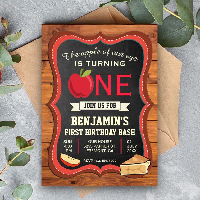 Invitación de cumpleaños número uno Rustic Barn Wo (Subido por el creador)