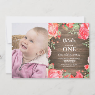 Invitación de cumpleaños número uno Rustic First c