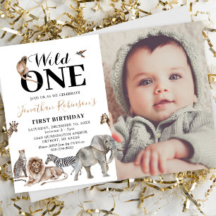 Invitación de Cumpleaños Número Uno Safari de Foto