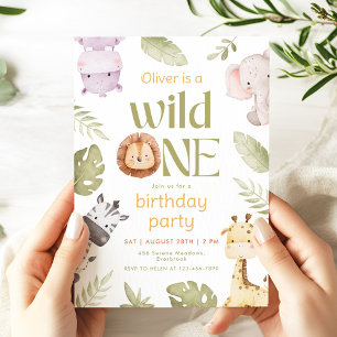 Invitación de cumpleaños número uno Safari Wild On