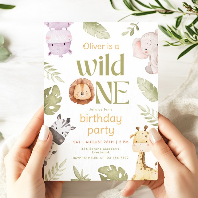 Invitación de cumpleaños número uno Safari Wild On (Subido por el creador)