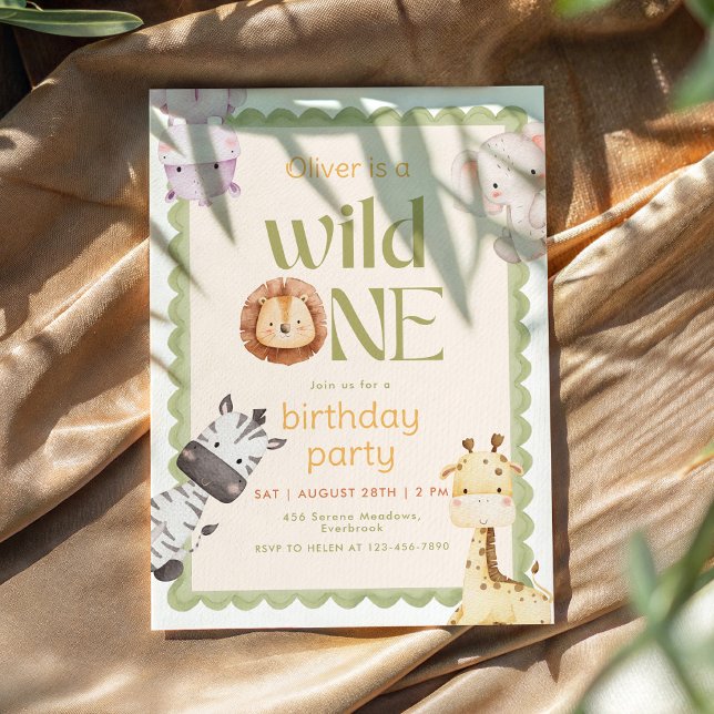 Invitación de cumpleaños número uno Safari Wild On (Subido por el creador)
