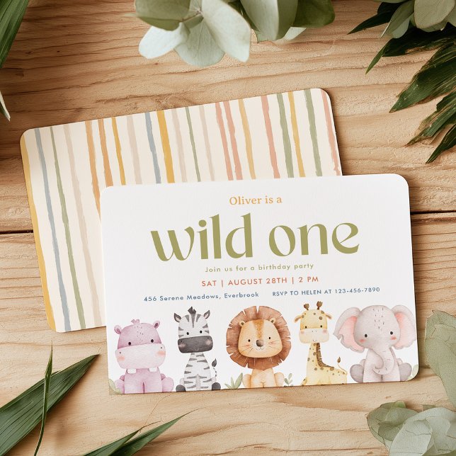 Invitación de cumpleaños número uno Safari Wild On (Subido por el creador)