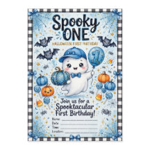 Invitación de cumpleaños número uno Spooky ONE Fan
