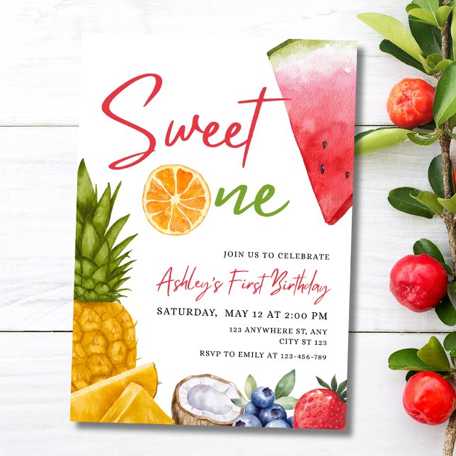Invitación de cumpleaños número uno Sweet One, Fru (Subido por el creador)