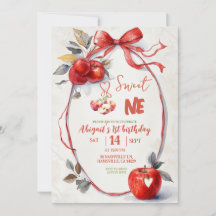 Invitación de cumpleaños número uno tema manzana G