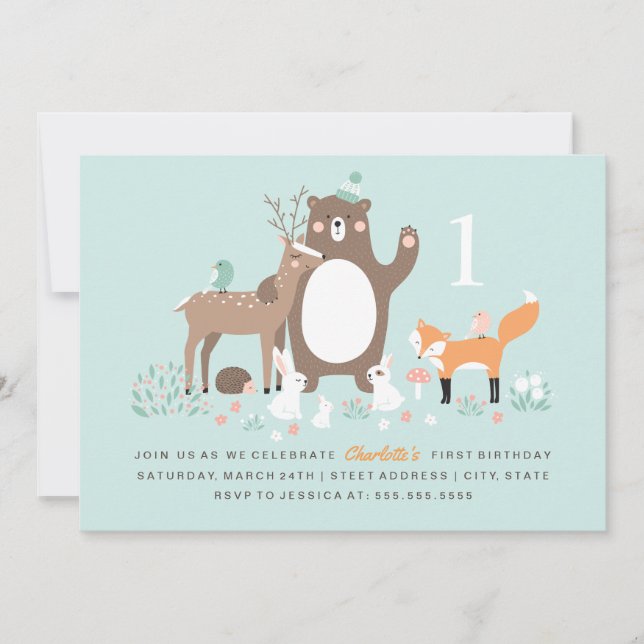 Invitación de cumpleaños número uno temática de bo (Anverso)