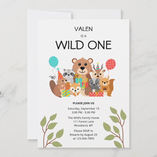 Invitación de cumpleaños número uno Wild One (Anverso)