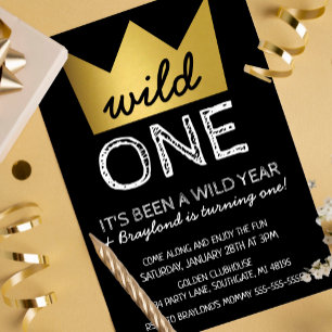 Invitación de cumpleaños número uno Wild One con c