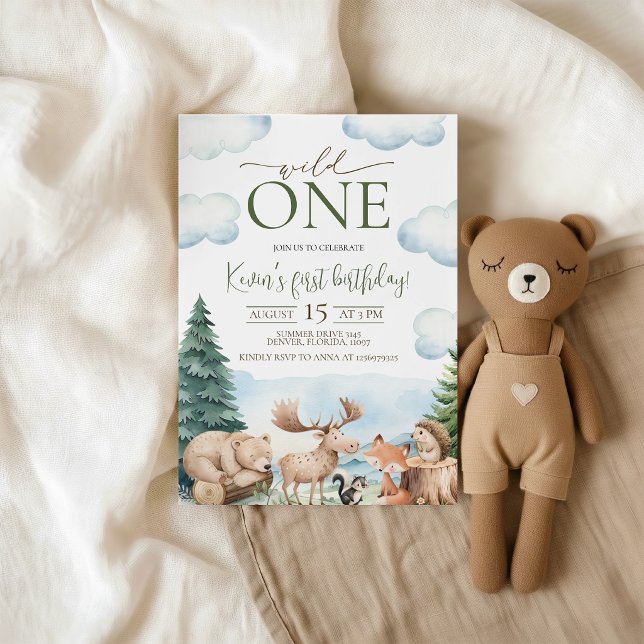 Invitación de cumpleaños número uno Woodland Wild  (Subido por el creador)