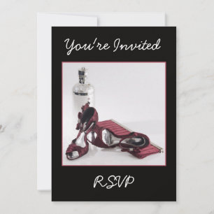 Invitación de cumpleaños o cóctel a los zapatos ro