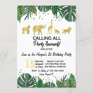 Invitación de cumpleaños o ducha Safari Animales d