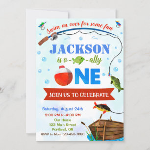 Invitación de cumpleaños O-fish-al del niño Ofisha