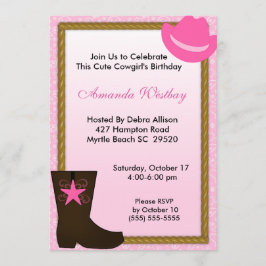 Invitación de cumpleaños occidental de Cowgirl