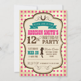 Invitación de cumpleaños occidental de Cowgirl