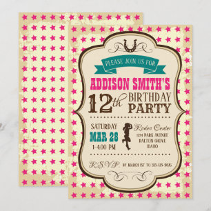 Invitación de cumpleaños occidental de Cowgirl