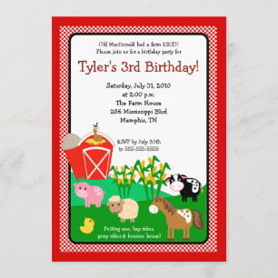 Invitación de cumpleaños Old MacDonald Farm EIEIO 