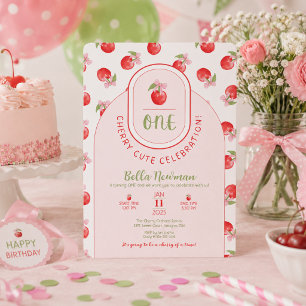 Invitación de cumpleaños One Cherry Cute para niña