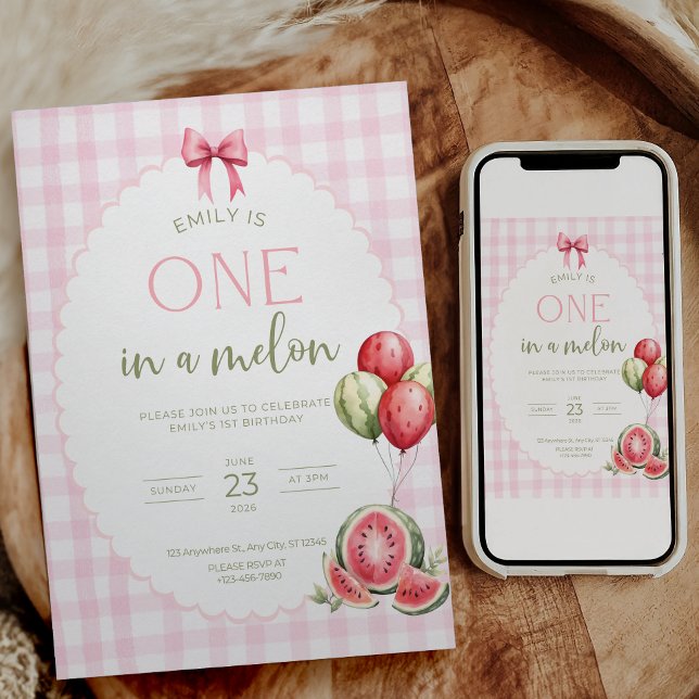 Invitación de cumpleaños One in a Melon Sandía  (Subido por el creador)