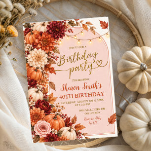invitación de cumpleaños otoñal boho rústico