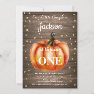 Invitación de cumpleaños otoñal de calabaza rústic