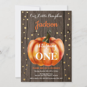 Invitación de cumpleaños otoñal de calabaza rústic
