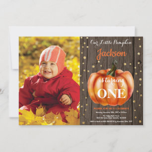 Invitación de cumpleaños otoñal de calabaza rústic