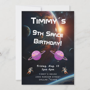 Invitación de cumpleaños Outer Space Spacey