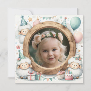 Invitación de cumpleaños Oveja Marco para Foto