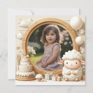 Invitación de cumpleaños Oveja Marco para Foto