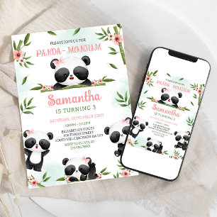 Invitación de cumpleaños Panda-monium Panda
