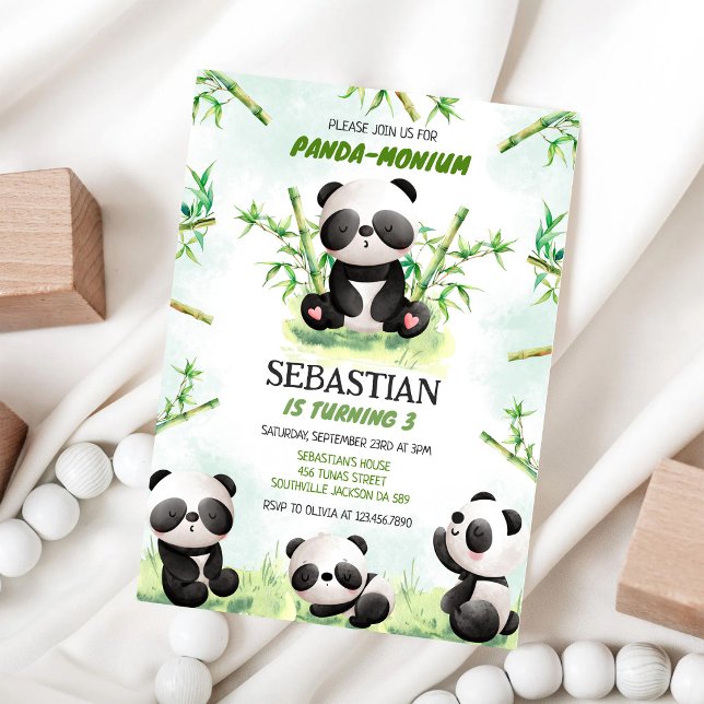 Invitación de cumpleaños Panda Panda-monium (Subido por el creador)