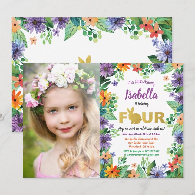 invitación de cumpleaños para 4º aniversario de Pa (Anverso / Reverso)