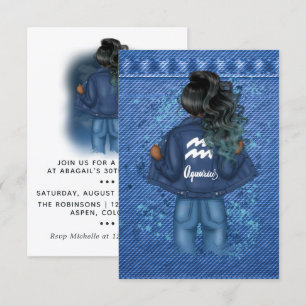 Invitación de cumpleaños para Acuario signo del zo