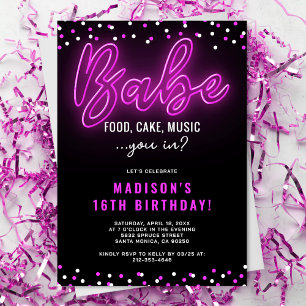Invitación de cumpleaños para adolescente Babe Neo
